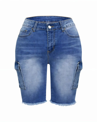 JAMELLA Stretch Denim Bermuda Cargo Shorts-Meeba &amp; Mae