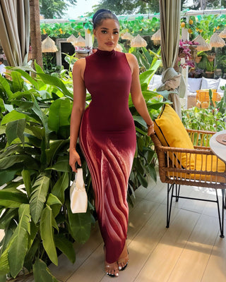 SYLVIE Swirl Pattern Maxi Dress-Meeba &amp; Mae