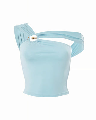 ALAIRE One-Shoulder Ring Accent Top-Meeba &amp; Mae