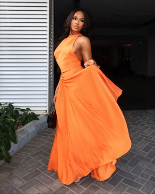 LORAINE Ruched Waist Maxi Dress