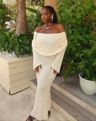 ANGELICA Knit Off-Shoulder Maxi Dress-Meeba &amp; Mae