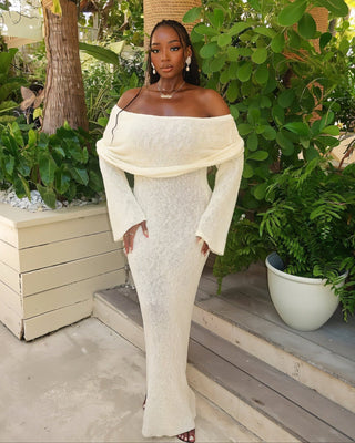 ANGELICA Knit Off-Shoulder Maxi Dress-Meeba &amp; Mae