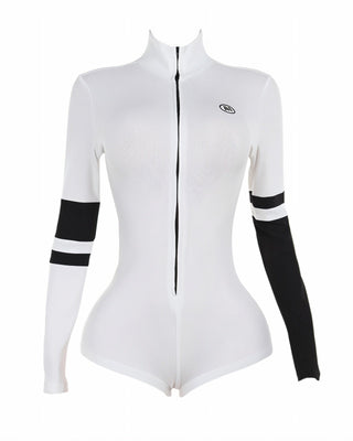 NICOLE Knitted High Collar Zipper Tight Romper-Meeba &amp; Mae