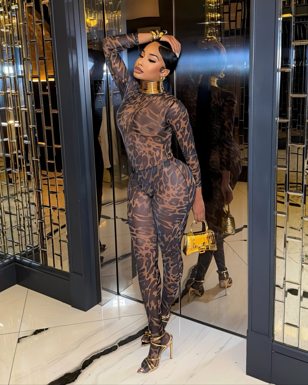 STACIA Leopard Print Long Sleeve Bodysuit & Tights Set-Meeba &amp; Mae