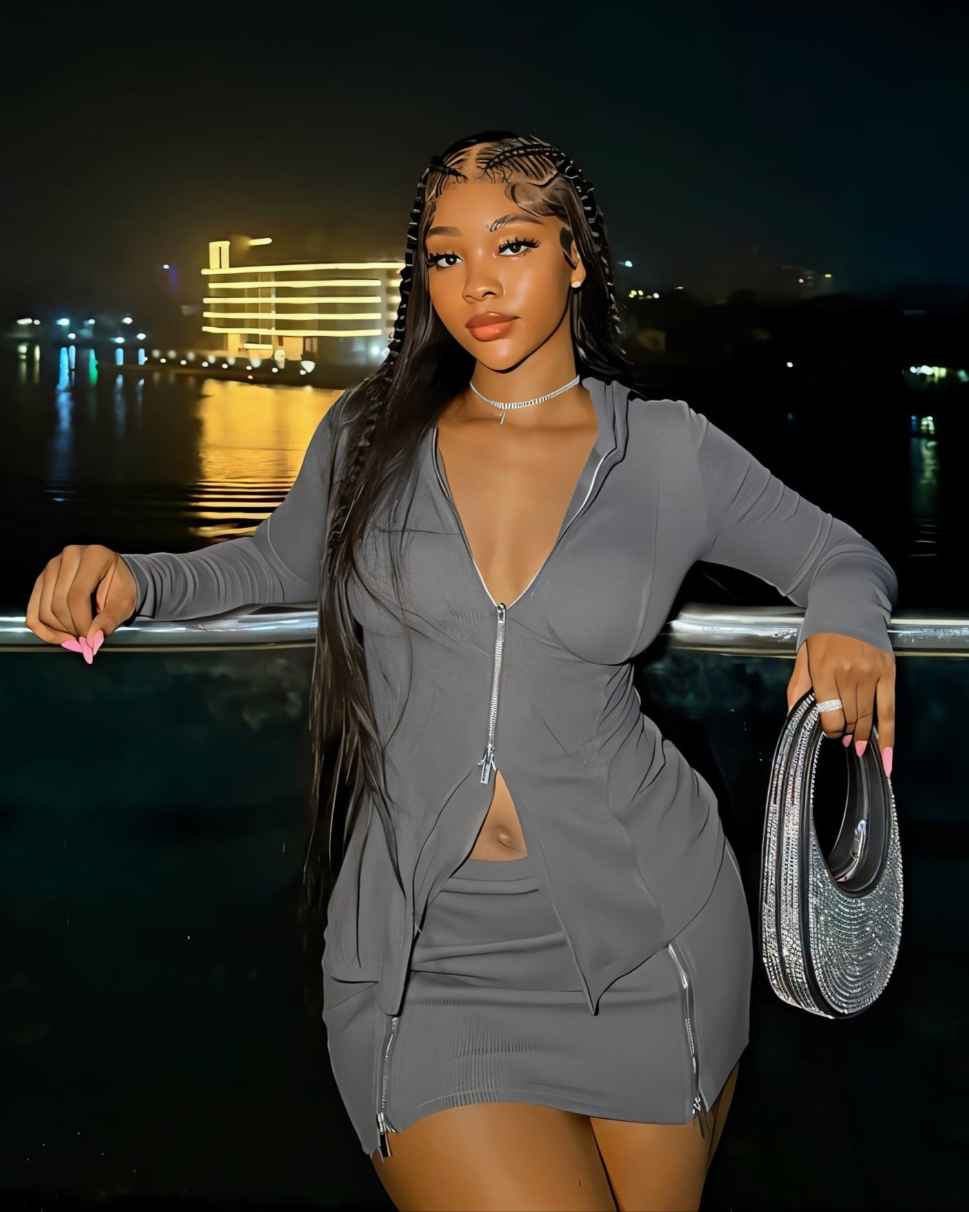 DIONA Zip Detail Top & Skirt Set-Meeba &amp; Mae