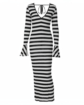 MELINA Striped Backless Maxi Dress-Meeba &amp; Mae