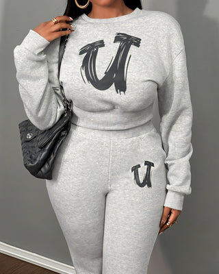 STARLA Graphic Letter Print Loungewear Set-Meeba &amp; Mae