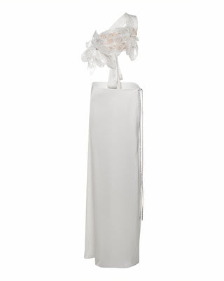 FELICIA One-Shoulder Floral Appliqué Set-Meeba &amp; Mae