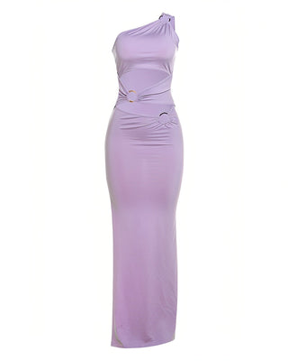 CRYSTAL One-Shoulder Cutout Maxi Dress-Meeba &amp; Mae