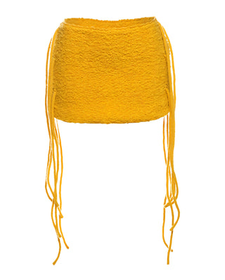ARAMIE Textured Side Tassel Mini Skirt-Meeba &amp; Mae