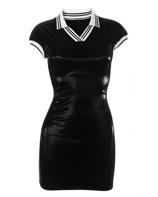 SKYLER Shiny Varsity Mini Dress-Meeba &amp; Mae