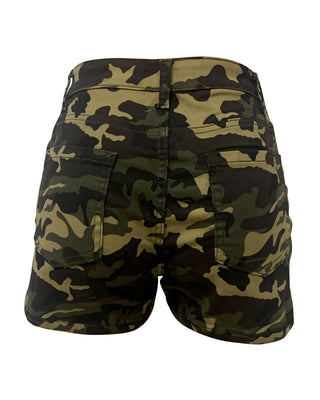 NELLA Camo Print High-Waist Denim Shorts-Meeba &amp; Mae