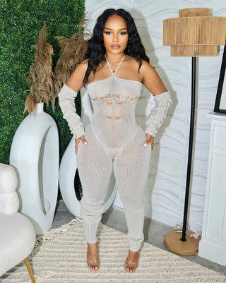 PALOMA Halter Neck Tie Knit Jumpsuit-Meeba &amp; Mae