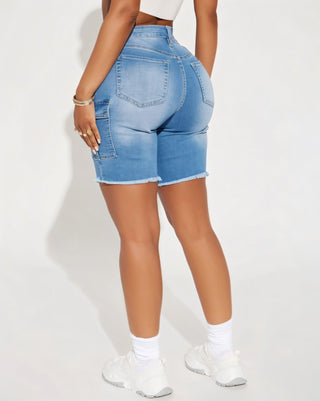 JAMELLA Stretch Denim Bermuda Cargo Shorts-Meeba &amp; Mae