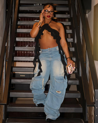 INGRID Denim Ripped Cargo Pants-Meeba &amp; Mae