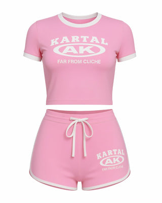 MERRYN Graphic Print Crop Top & Shorts Set-Meeba &amp; Mae