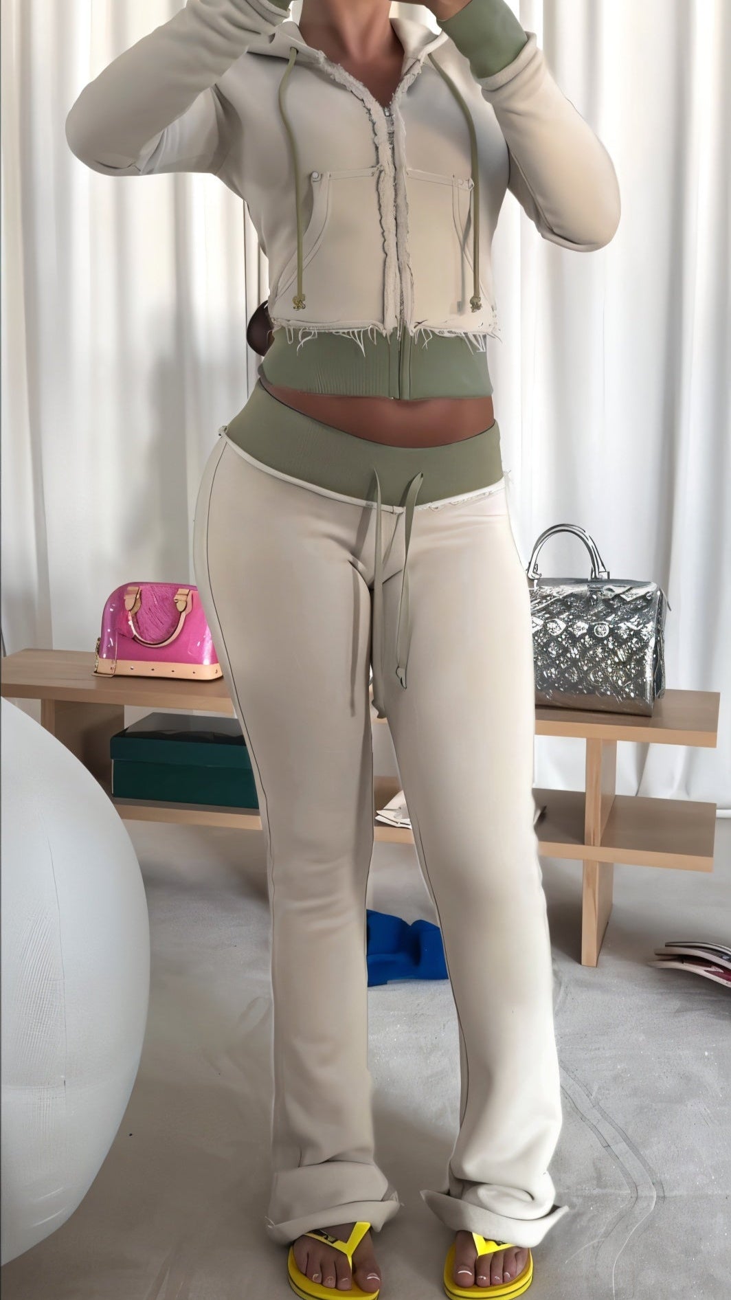 MADDY Zip-up Hoodie & Flared Pants Set-Meeba &amp; Mae