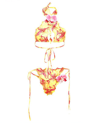 LOUISE 3D Orchid Appliqué Bikini Set-Meeba &amp; Mae
