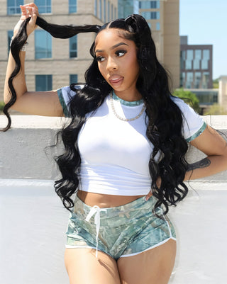 CORA Printed Contrast Top and Shorts Set-Meeba &amp; Mae