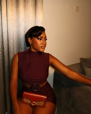 DENAYA Open Waist Buckle Bodycon Mini Dress-Meeba &amp; Mae