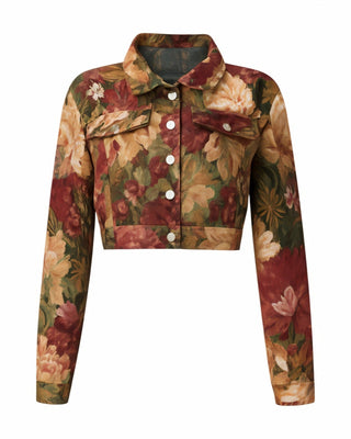 LAUREN Floral Print Cropped Jacket-Meeba &amp; Mae