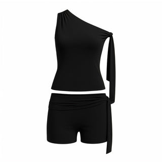 CHRISTY One-Shoulder Tie Top & Shorts Set-Meeba &amp; Mae