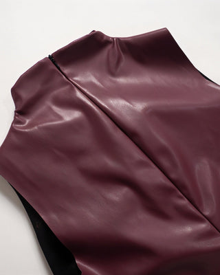 MABEL Faux Leather Draped Top-Meeba &amp; Mae