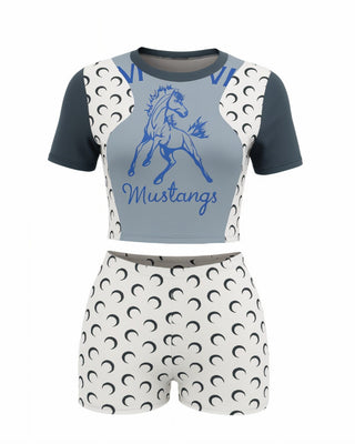 ZAVIA Crescent Contrast Print Crop Top & Shorts Set-Meeba &amp; Mae