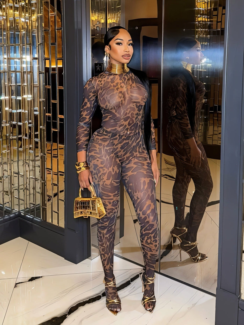 STACIA Leopard Print Long Sleeve Bodysuit & Tights Set-Meeba &amp; Mae