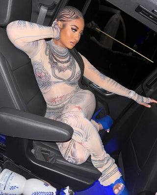 KORI Mesh Printed Jumpsuit-Meeba &amp; Mae