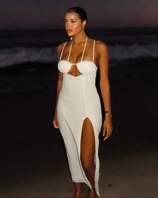 ROXY Strappy Bodycon Slit Maxi Dress-Meeba &amp; Mae