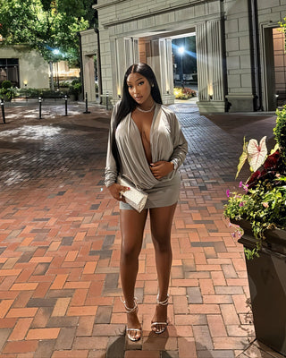 MONA Deep V-neck Long-Sleeve Mini Dress