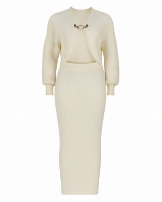 LEILA Knit Cropped Cardigan Top & Midi Skirt Set-Meeba &amp; Mae