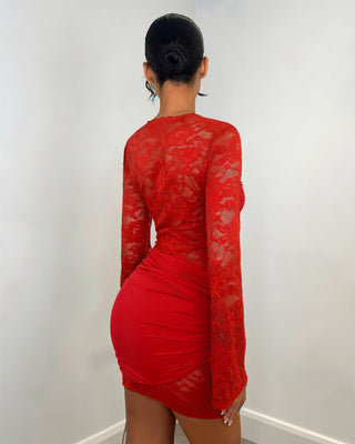 KIANA Lace Drape Mini Dress