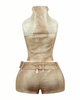 CLARISSA Denim Zip Up Top & Shorts Set-Meeba &amp; Mae