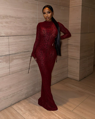 ASHLEY Mesh Open Back Maxi Dress-Meeba &amp; Mae