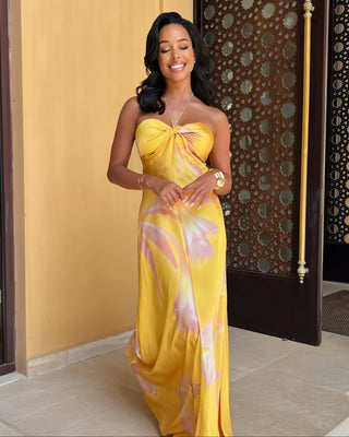 VEDA Halter Neck Sleeveles Maxi Dress-Meeba &amp; Mae