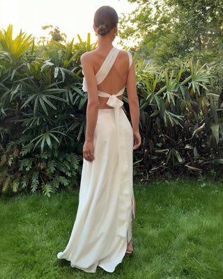 FELICIA One-Shoulder Floral Appliqué Set-Meeba &amp; Mae