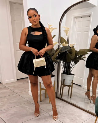 MORIGAN Front Cut-Out Bubble Mini Dress-Meeba &amp; Mae