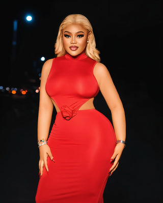 QUEENIE High-Neck Maxi Dress-Meeba &amp; Mae