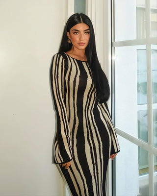 ZEVRA Stripe Knit Maxi Dress-Meeba &amp; Mae