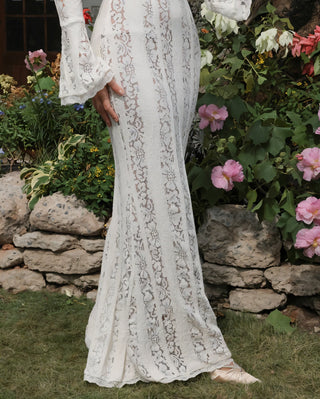 LEORA Lace Off-Shoulder Long Sleeve Maxi Dress-Meeba &amp; Mae