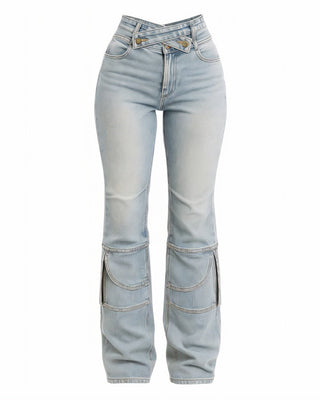 HAZE Denim Criss-Cross Waistband Cargo Pants-Meeba &amp; Mae