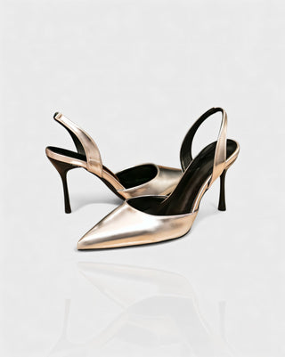 AELIN Pointed Silver Closed-Toe Heels