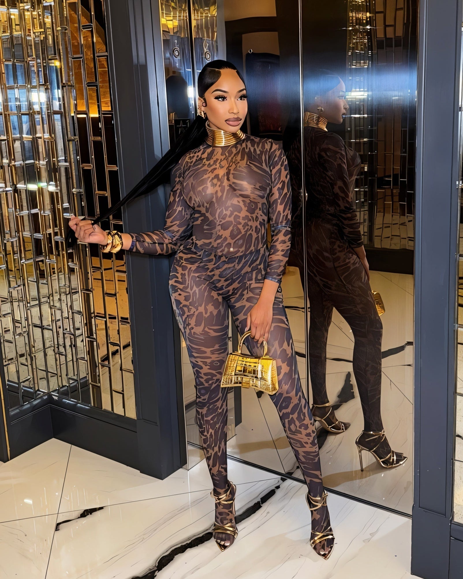 STACIA Leopard Print Long Sleeve Bodysuit & Tights Set-Meeba &amp; Mae