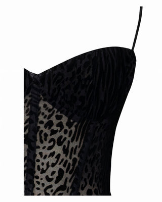 REGINA Leopard Print Velvet Detail Mesh Maxi Dress-Meeba &amp; Mae