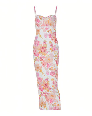 VAYRA Lace Trimmed Floral Maxi Dress-Meeba &amp; Mae
