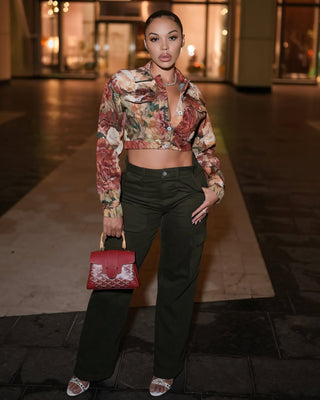 LAUREN Floral Print Cropped Jacket-Meeba &amp; Mae