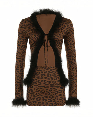 JADE Trimmed Faux Fur Leopard Set-Meeba &amp; Mae