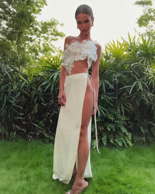 FELICIA One-Shoulder Floral Appliqué Set-Meeba &amp; Mae